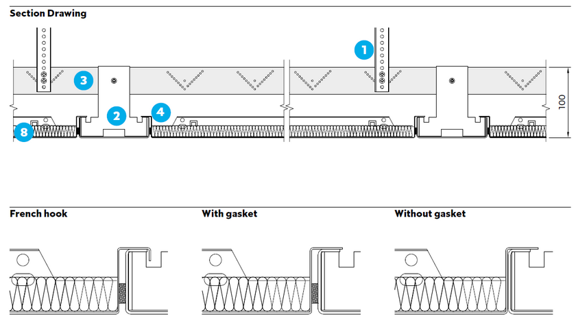 SAS330 hook-over metal ceiling drawing2